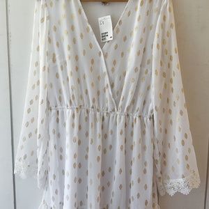 H&M White Laced Trim Chiffon Dress